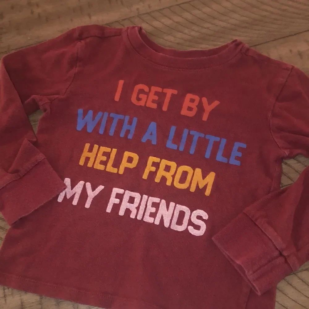 I Get By With A Little Help From My Friends Long Sleeve Cotton Tshirt Junk Food — image 3 of 8